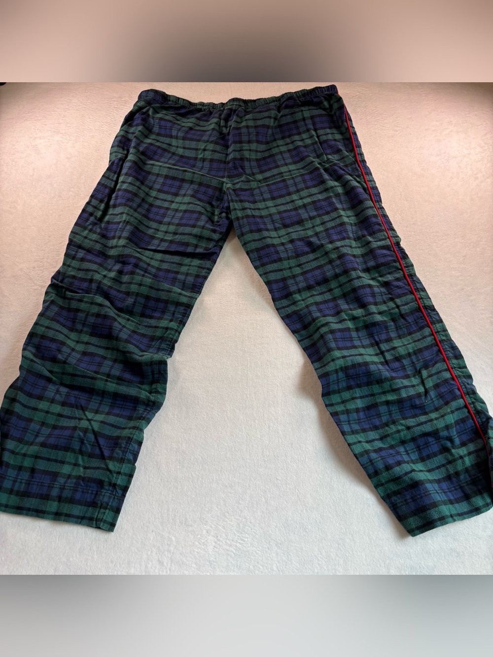 Vineyard Vines Green & Navy Plaid Lounge Pajama Pants with Red Trim - Picture 5 of 10